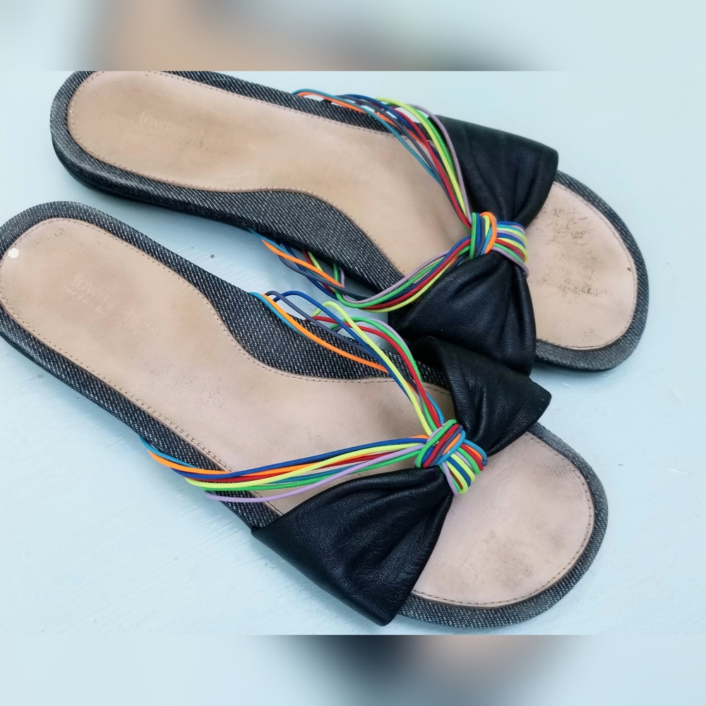 Women's Black Leather Slide Sandals